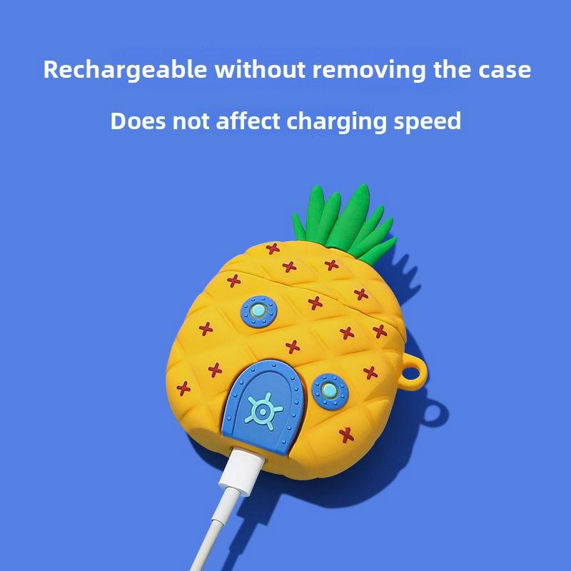 Cartoon Square Pineapple House AirPods Pro Case Soft Silicone - HelloAnimeCases