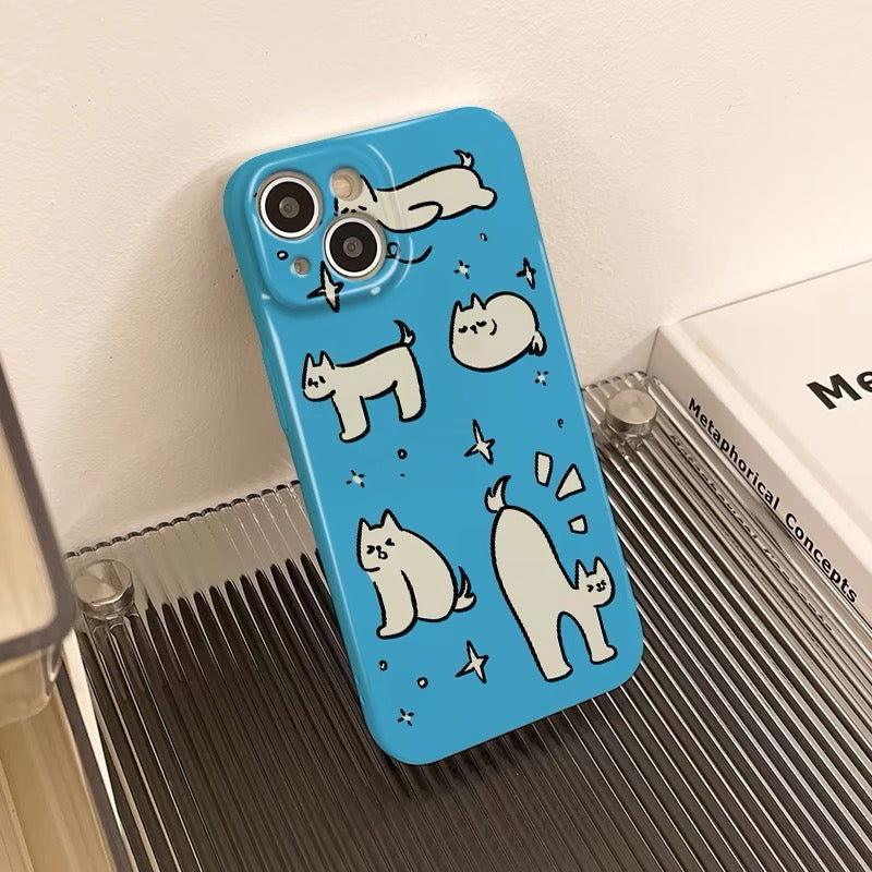 Cute Blue Dog Carton Phone Case - HelloAnimeCases