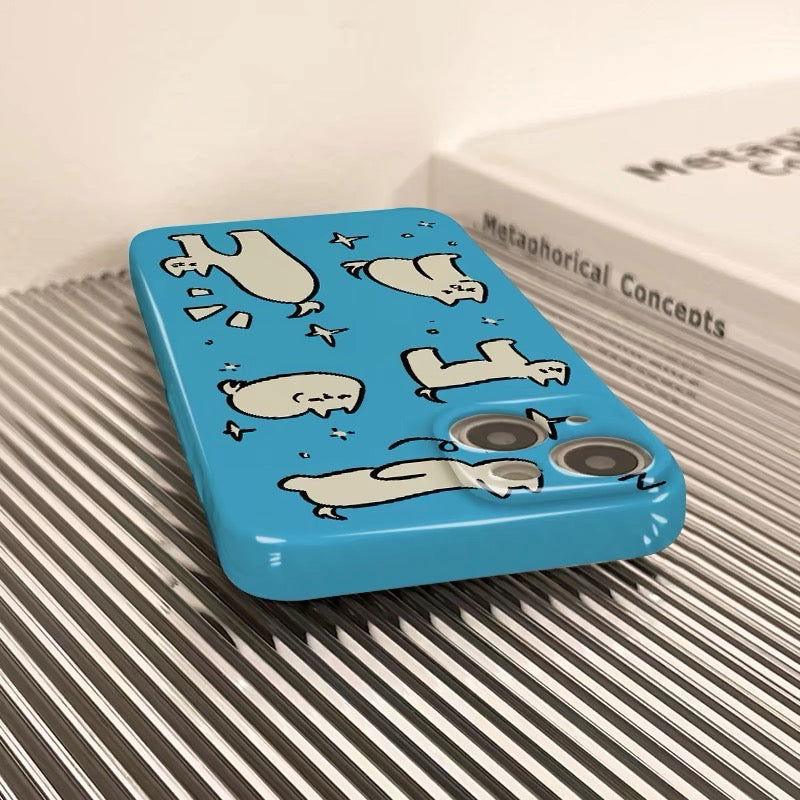 Cute Blue Dog Carton Phone Case - HelloAnimeCases