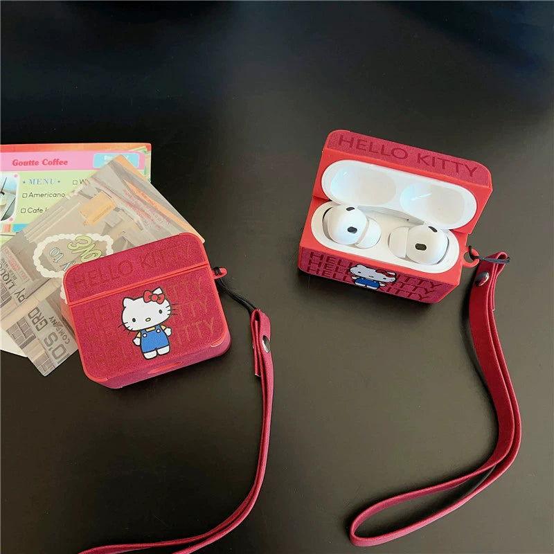 Cute Kitty AirPods Silicone Protective Case Cover Strap - HelloAnimeCases