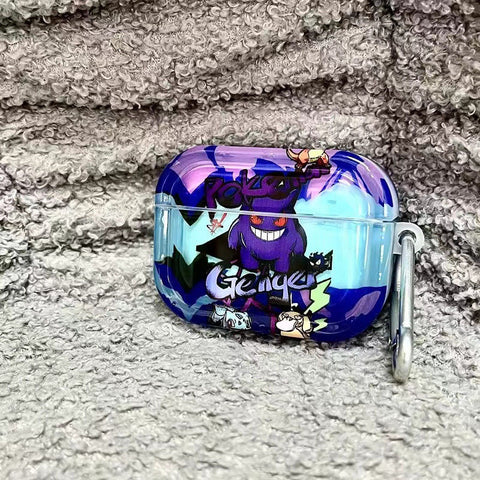 Estuche para Airpods morado con llavero y funda de Anime Gengar