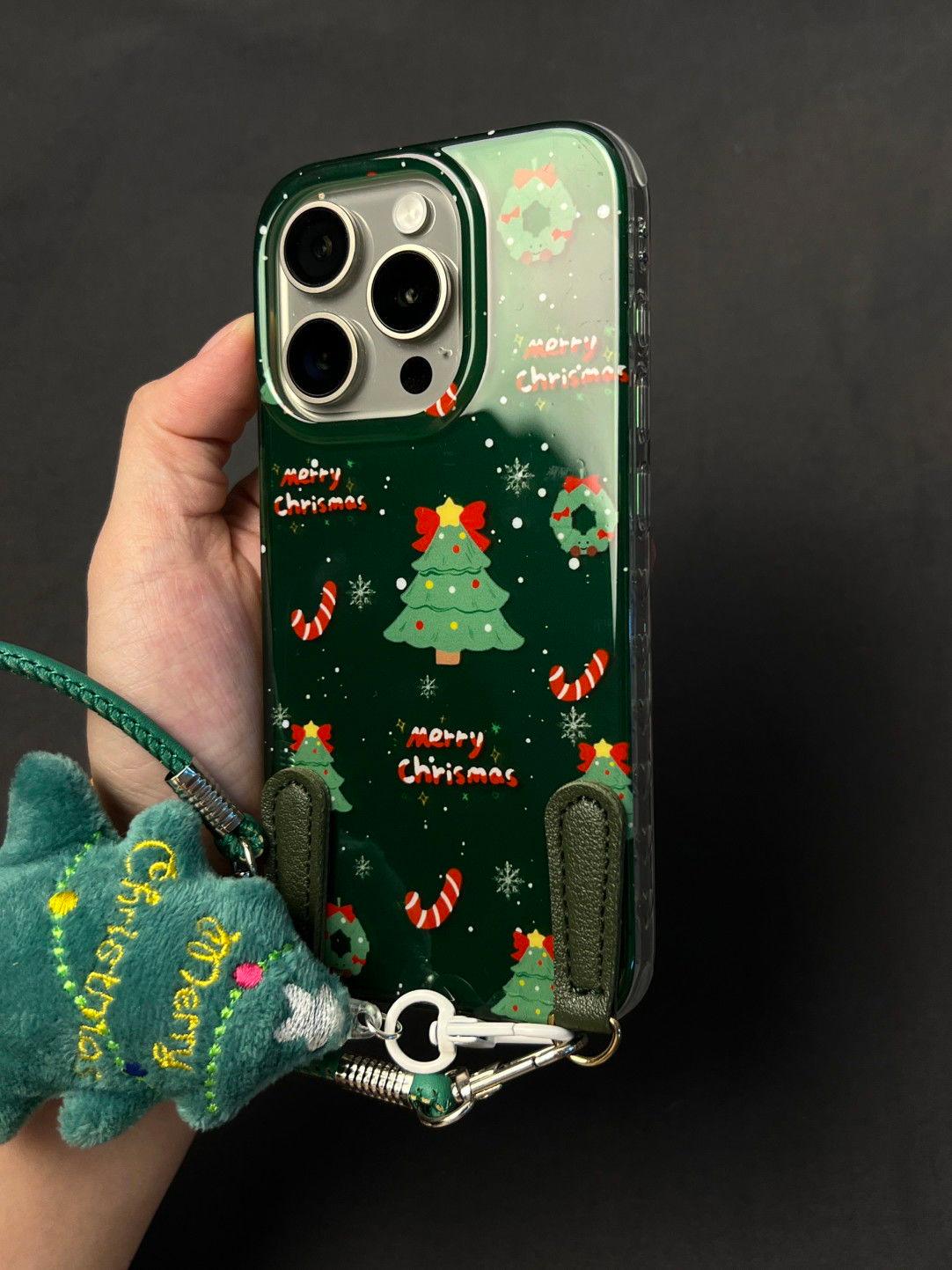 Dark Green Christmas Tree Crutches Apple iPhone Case - HelloAnimeCases
