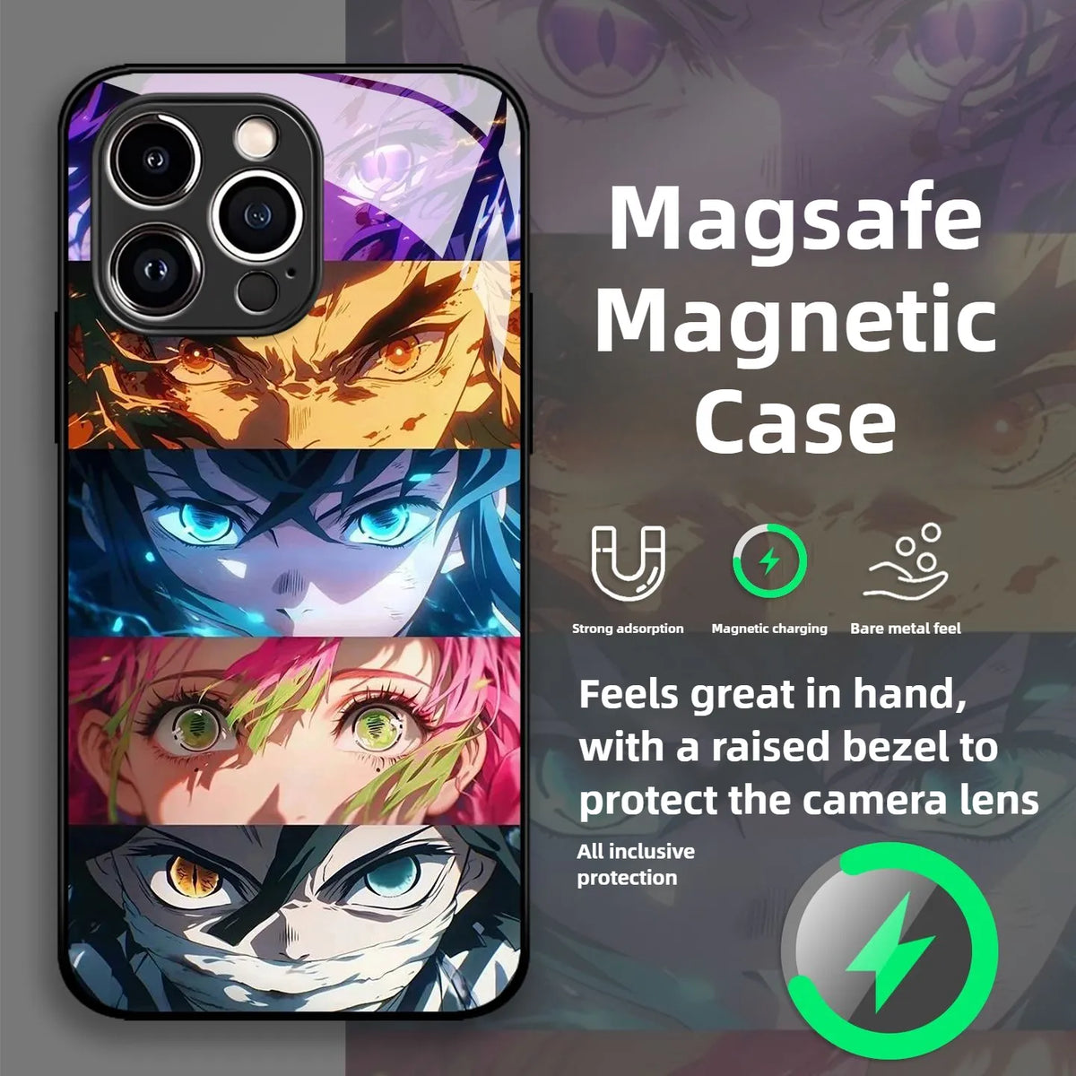 Demon Slayer Magsafe Magnetic Phone Case iPhone Glass PC Cover