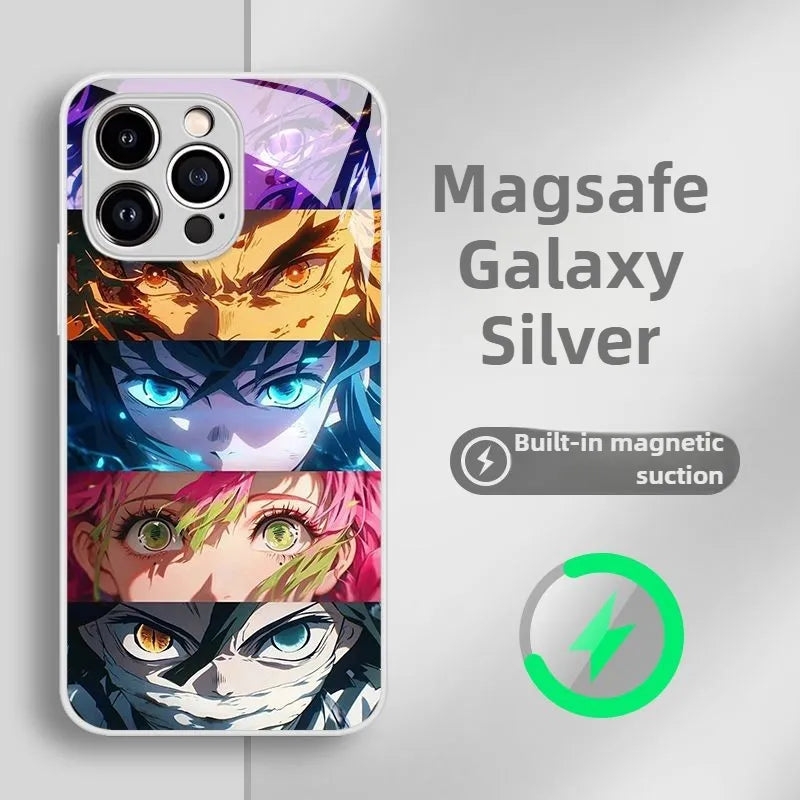 Demon Slayer Magsafe Magnetic Phone Case iPhone Glass PC Cover