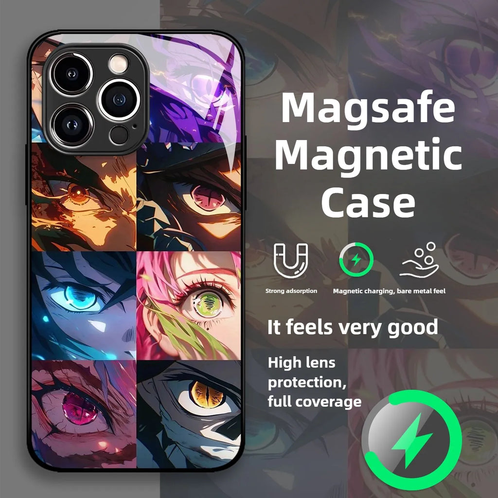 Demon Slayer Magsafe Magnetic Phone Case iPhone Glass PC Cover