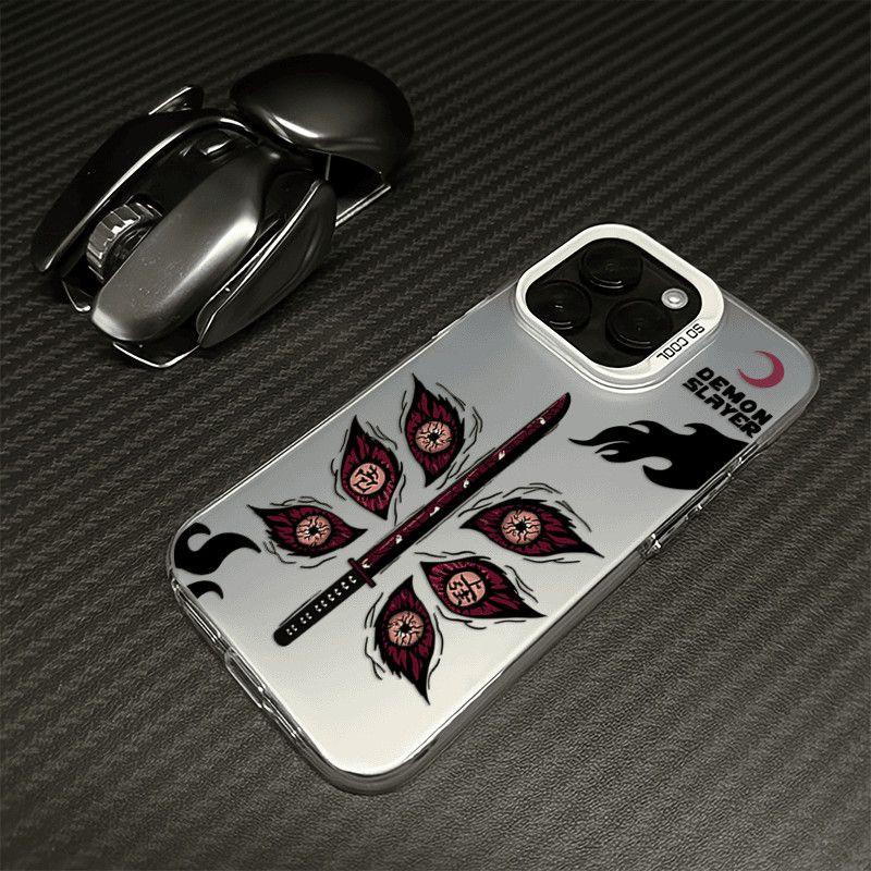 Demon Slayer Kokushibou Metal Button Anime Phone Case - HelloAnimeCases