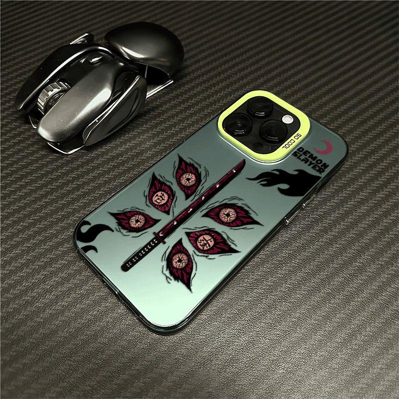 Demon Slayer Kokushibou Metal Button Anime Phone Case - HelloAnimeCases