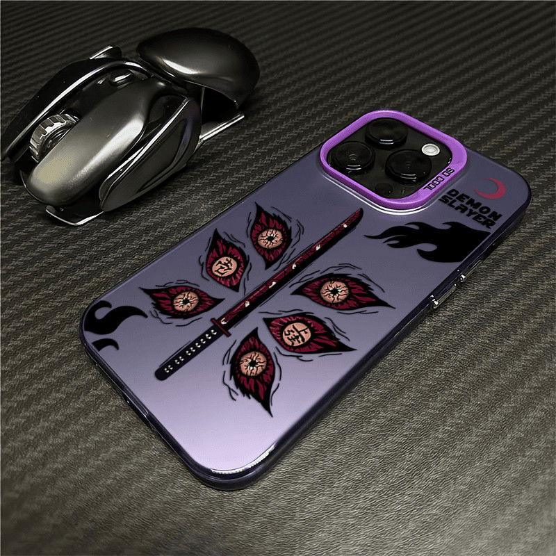 Demon Slayer Kokushibou Metal Button Anime Phone Case - HelloAnimeCases