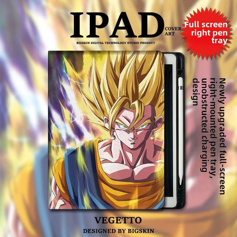 Funda protectora de cuero para iPad con ranura para bolígrafo anticaídas de Dragon Ball Z
