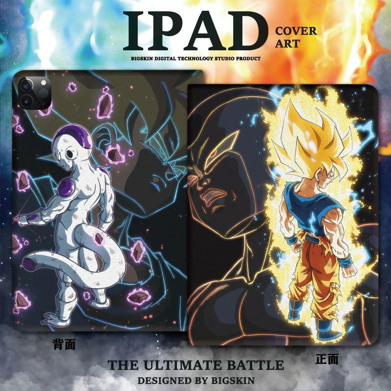 Funda protectora de cuero para iPad con ranura para bolígrafo anticaídas de Dragon Ball Z