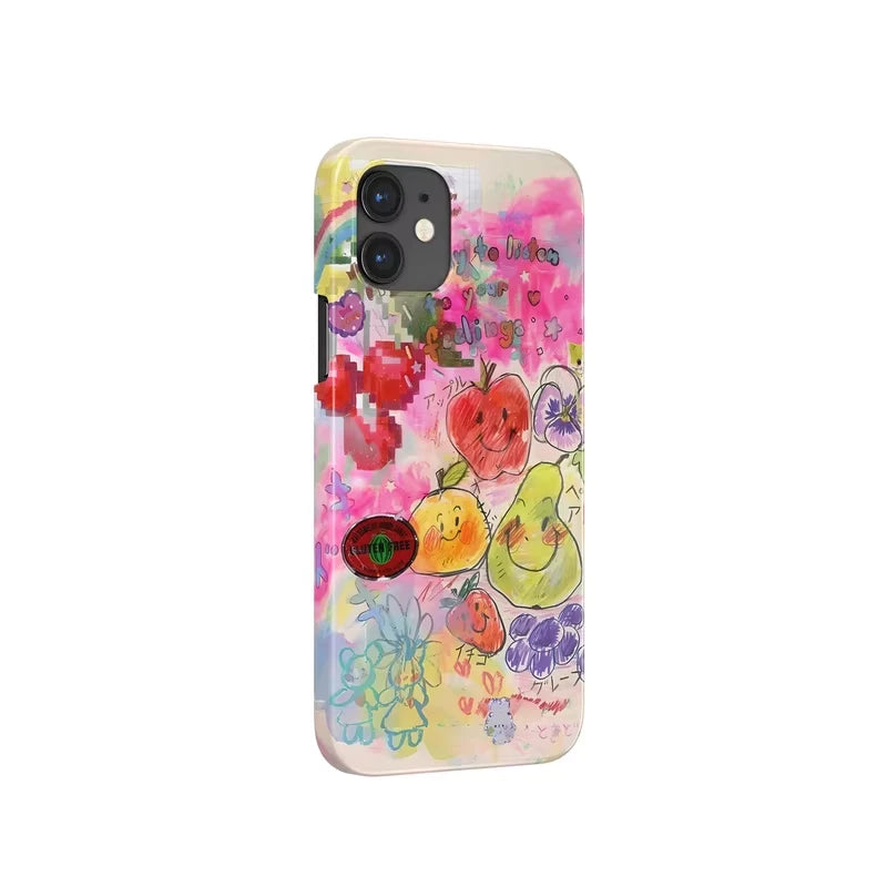 Fruit Doodle Art Wave Watercolor Phone Case