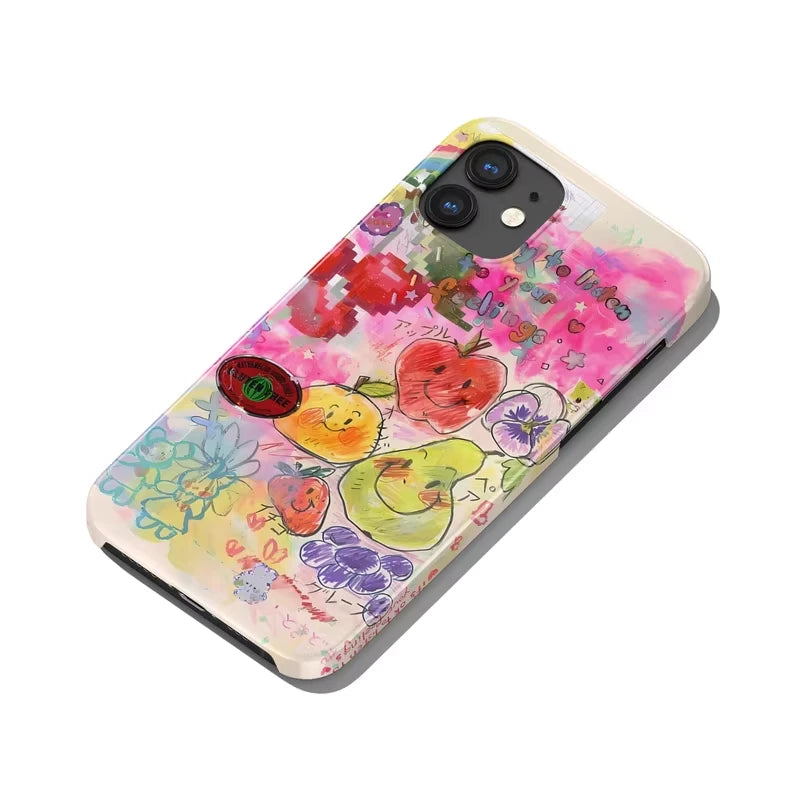 Fruit Doodle Art Wave Watercolor Phone Case