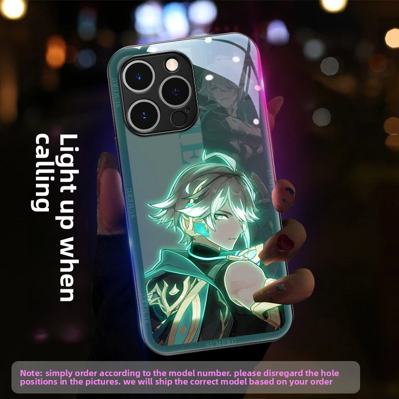 Genshin Impact RGB Light Up Glowing Phone Case Cover for iPhone
