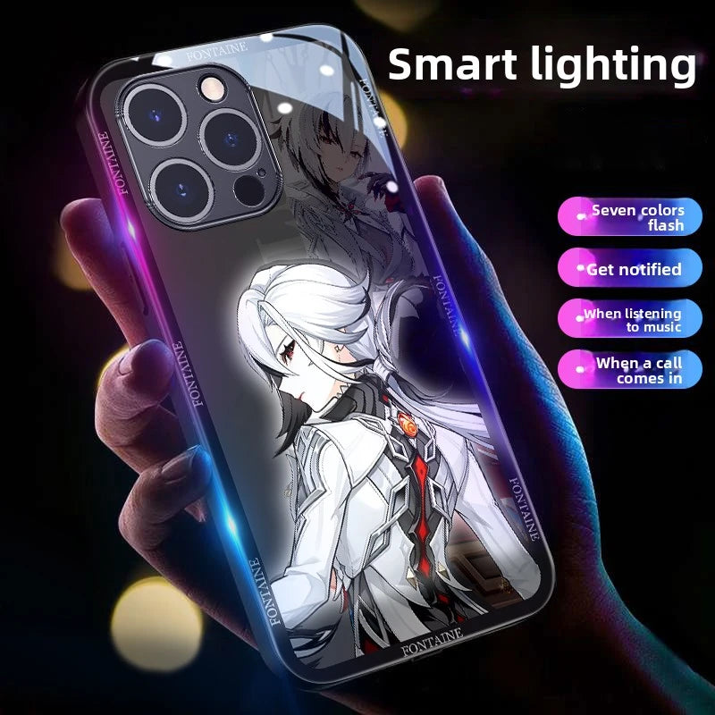 Genshin Impact RGB Light Up Glowing Phone Case Cover for iPhone