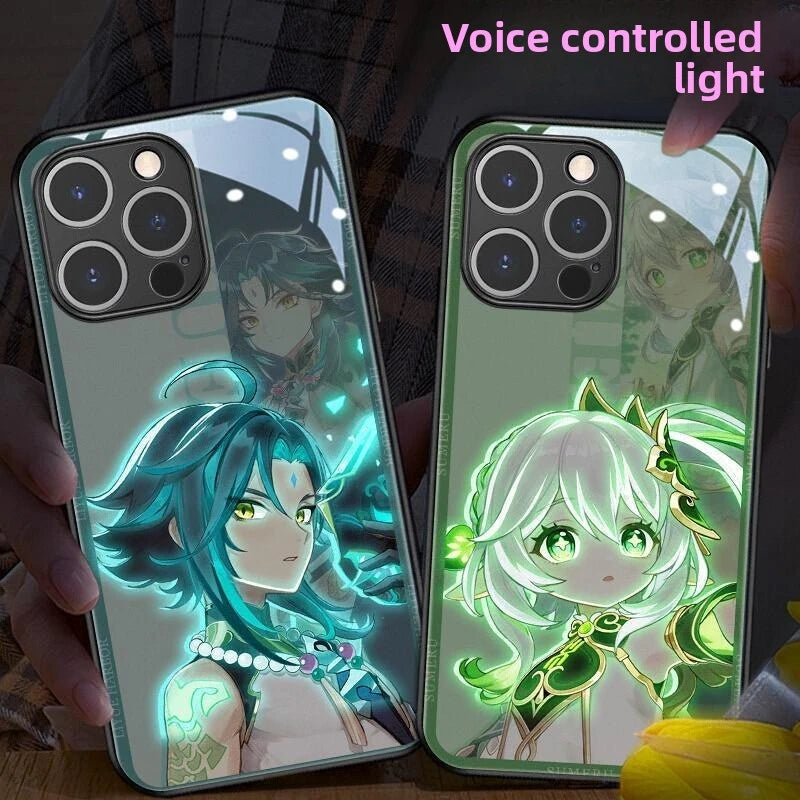 Genshin Impact RGB Light Up Glowing Phone Case Cover for iPhone