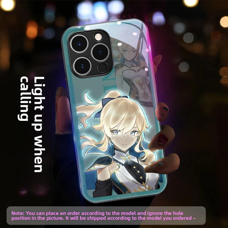Genshin Impact RGB Light Up Glowing Phone Case Cover for iPhone