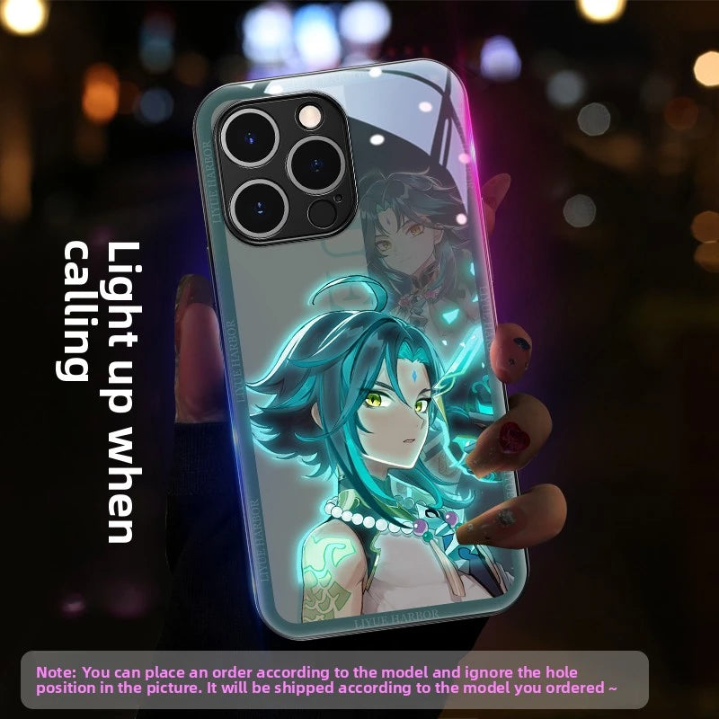 Genshin Impact RGB Light Up Glowing Phone Case Cover for iPhone
