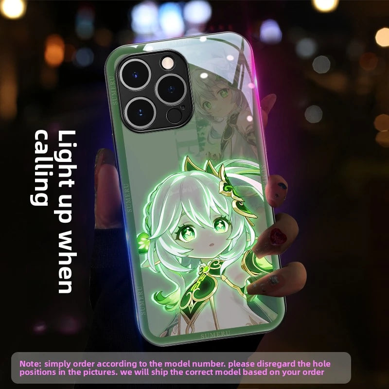Genshin Impact RGB Light Up Glowing Phone Case Cover for iPhone