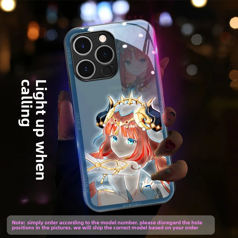 Genshin Impact RGB Light Up Glowing Phone Case Cover for iPhone