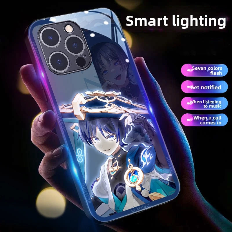 Genshin Impact RGB Light Up Glowing Phone Case Cover for iPhone