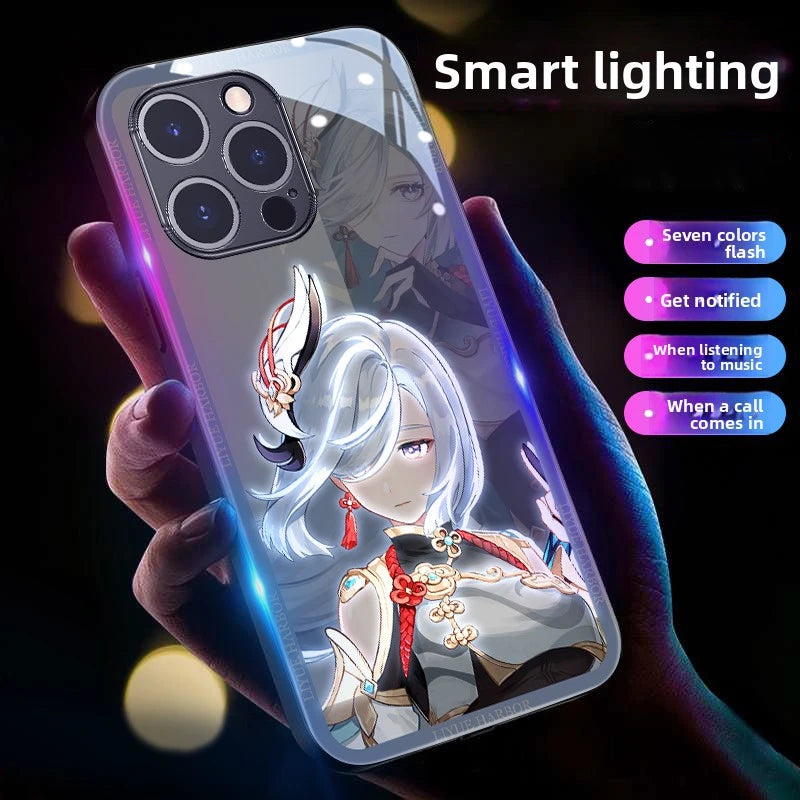 Genshin Impact RGB Light Up Glowing Phone Case Cover for iPhone