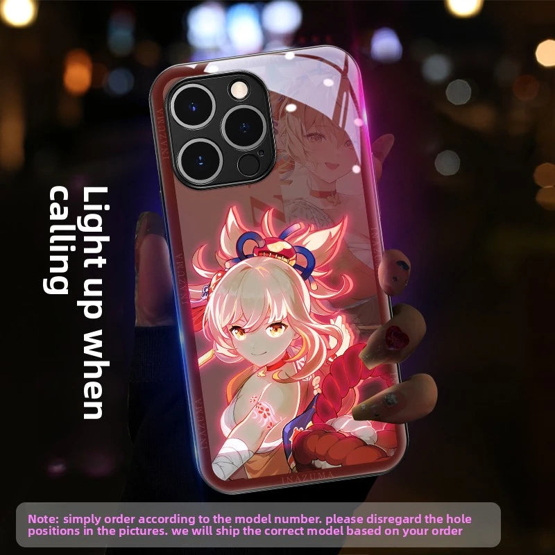 Genshin Impact RGB Light Up Glowing Phone Case Cover for iPhone