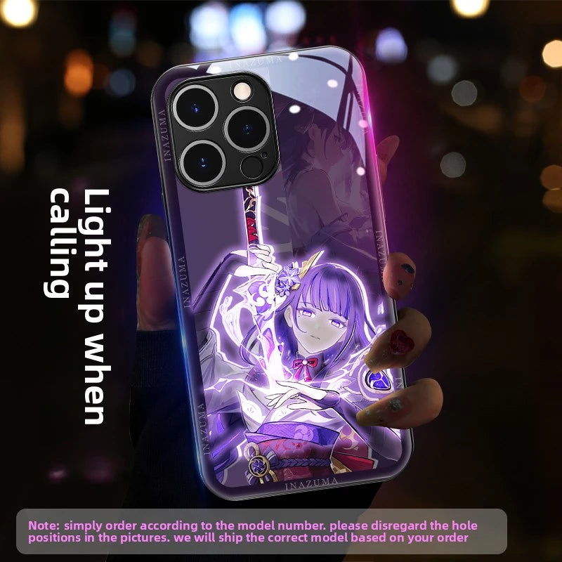 Genshin Impact RGB Light Up Glowing Phone Case Cover for iPhone