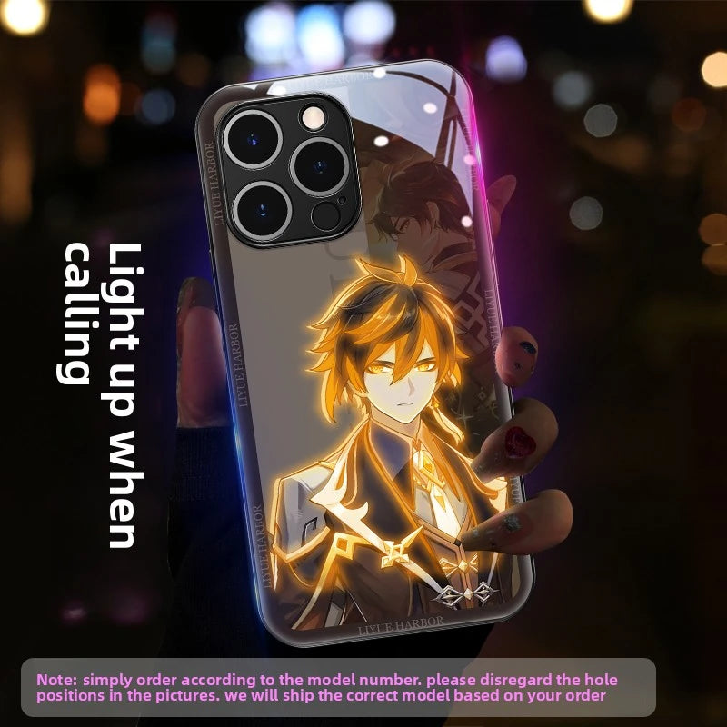 Genshin Impact RGB Light Up Glowing Phone Case Cover for iPhone