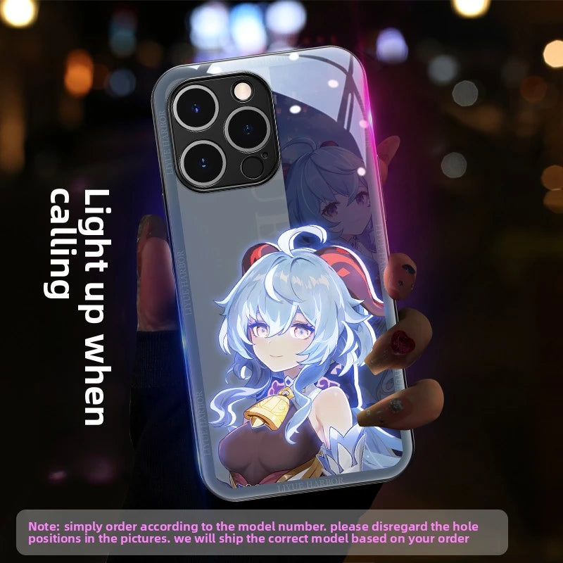 Genshin Impact RGB Light Up Glowing Phone Case Cover for iPhone