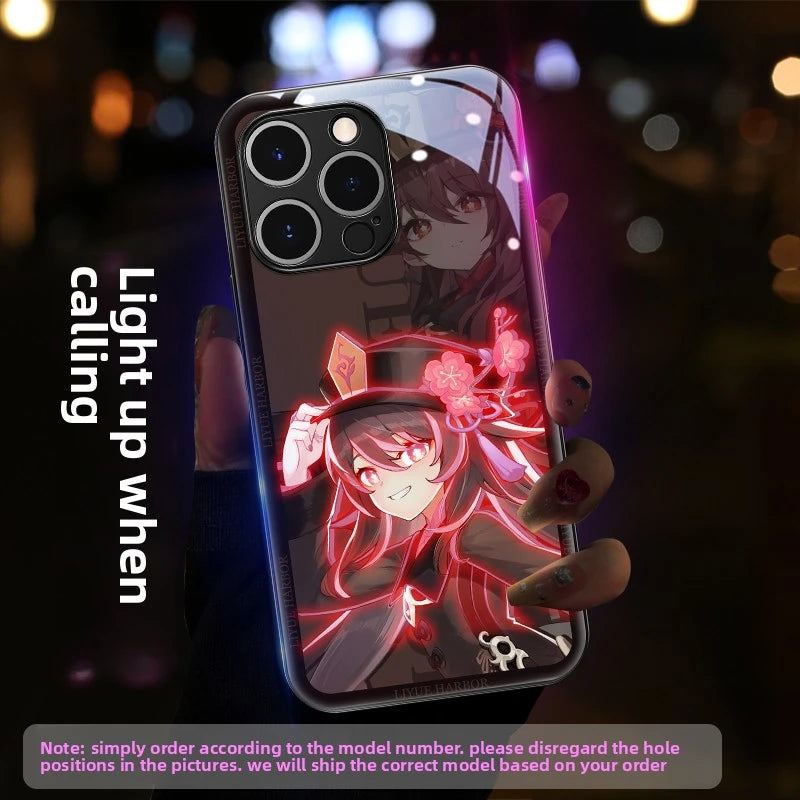 Genshin Impact RGB Light Up Glowing Phone Case Cover for iPhone