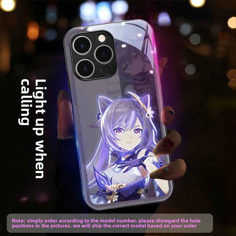 Genshin Impact RGB Light Up Glowing Phone Case Cover for iPhone