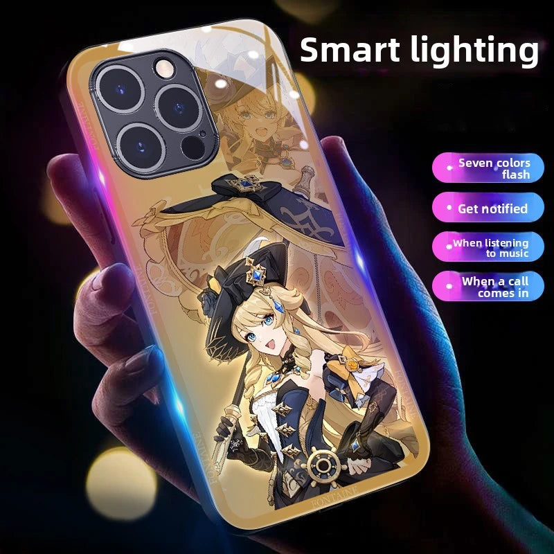 Genshin Impact RGB Light Up Glowing Phone Case Cover for iPhone