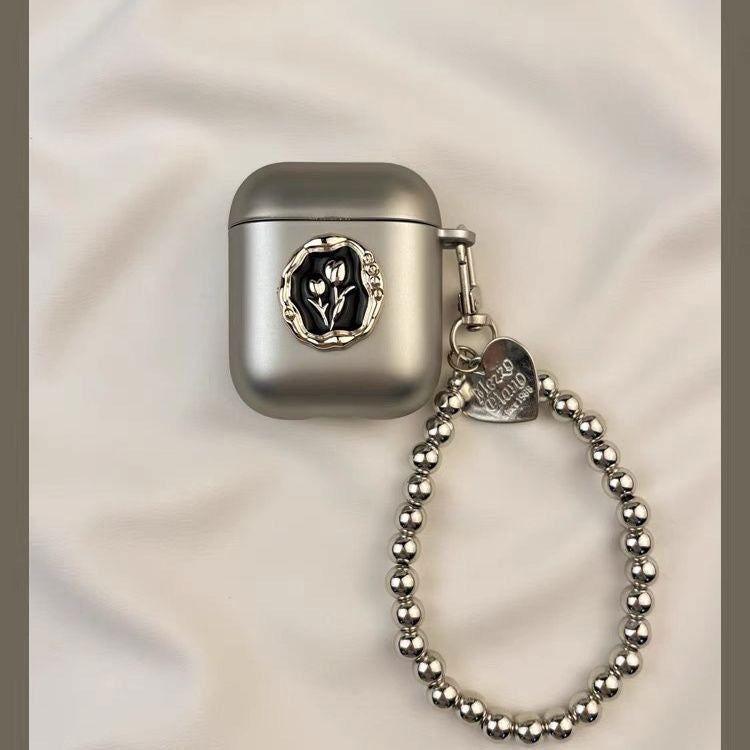 Heart Matte Tulip Airpods Pro Case with Bracelet Keychain Loop - HelloAnimeCases