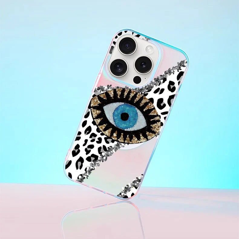 Holographic Evil Eye Leopard Magsafe Phone Case for iPhone