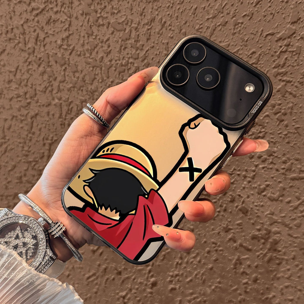 Funda protectora galvanizada para iPhone de One Piece Luffy Anime