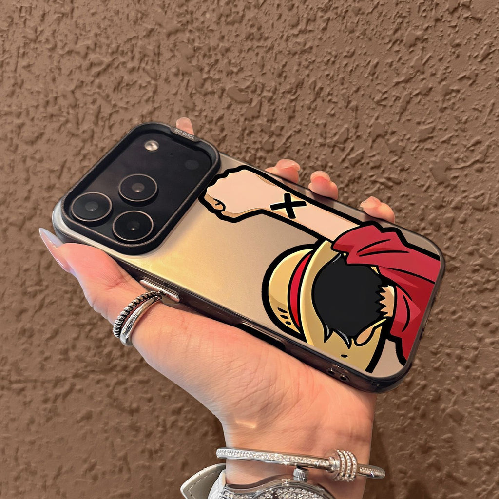 Funda protectora galvanizada para iPhone de One Piece Luffy Anime