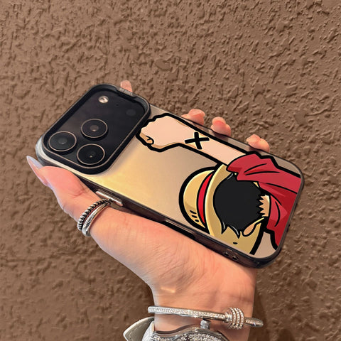 Funda protectora galvanizada para iPhone de One Piece Luffy Anime
