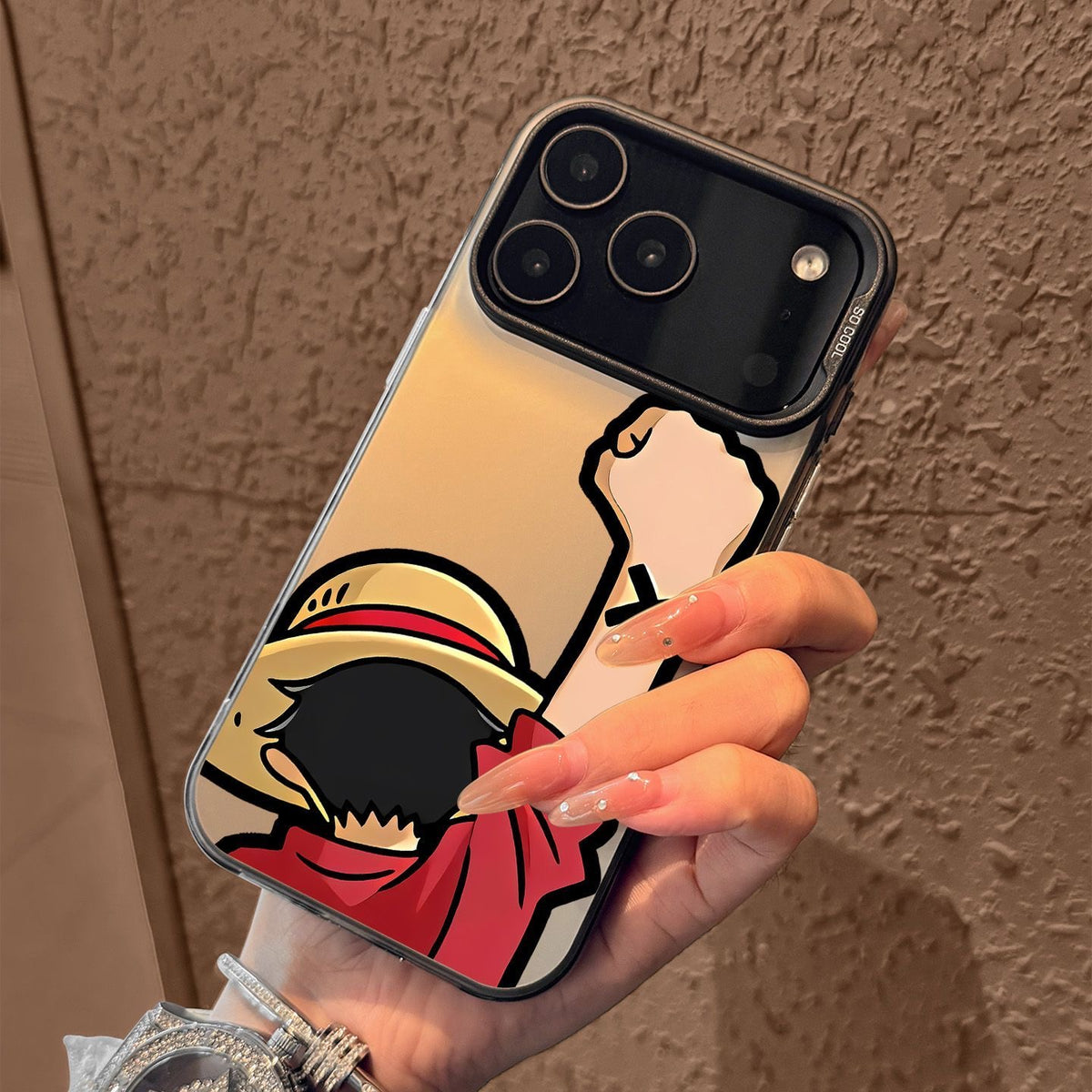 Funda protectora galvanizada para iPhone de One Piece Luffy Anime