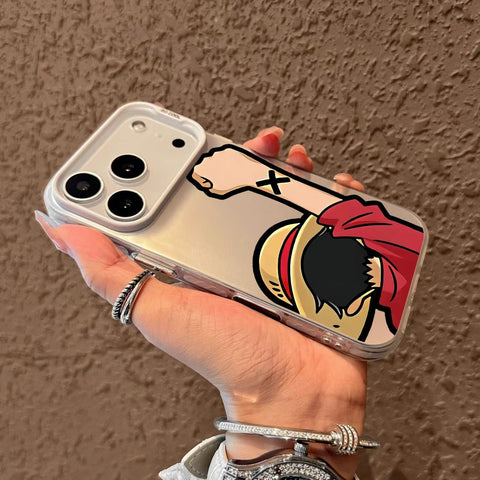 Funda protectora galvanizada para iPhone de One Piece Luffy Anime