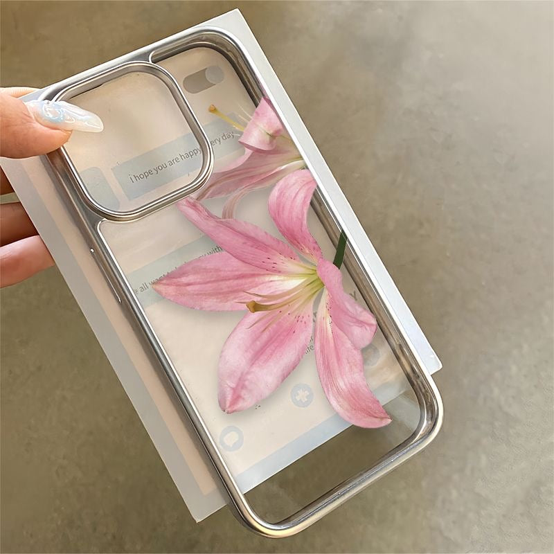 Electroplated Morning Glory Clear Phone Case