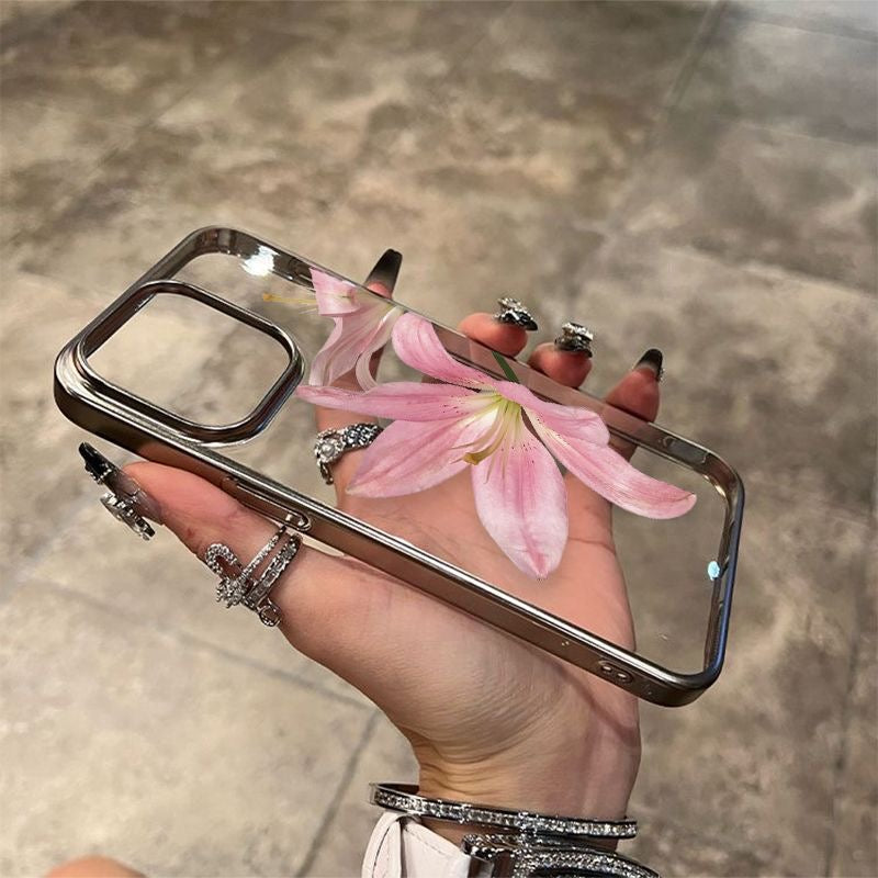 Electroplated Morning Glory Clear Phone Case