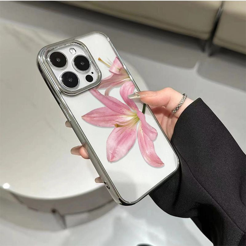 Electroplated Morning Glory Clear Phone Case