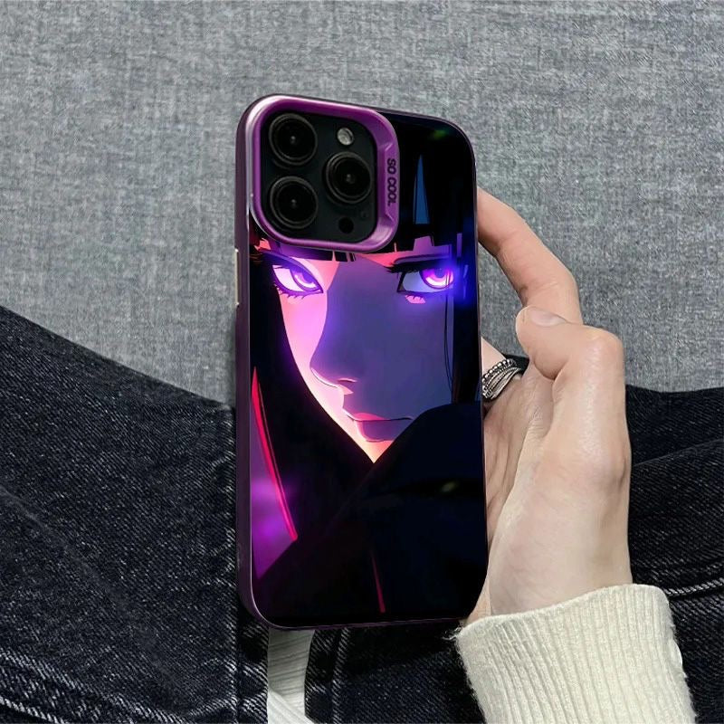 Funda para iPhone con diseño de Hinata y luz morada de Naruto