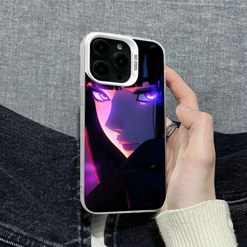 Funda para iPhone con diseño de Hinata y luz morada de Naruto