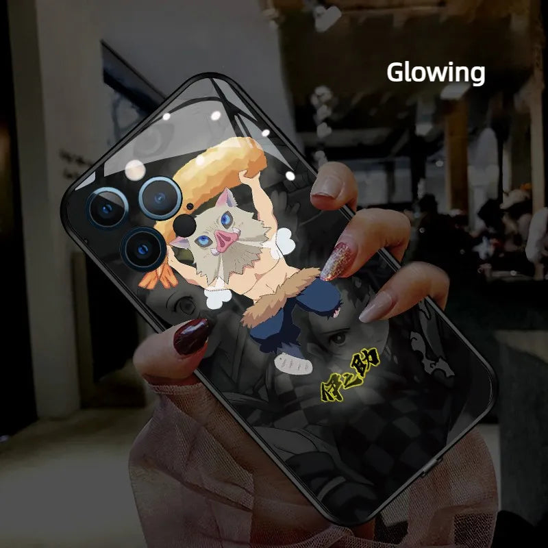 Funda luminosa para teléfono Demon Slayer RGB Light Glowing para iPhone