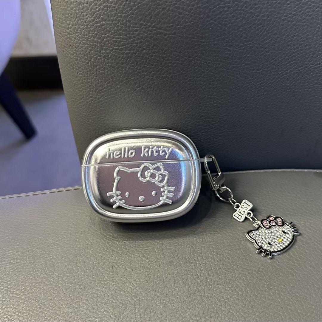 Kitty Metal AirPods Case Cover with Keychain Loop - HelloAnimeCases