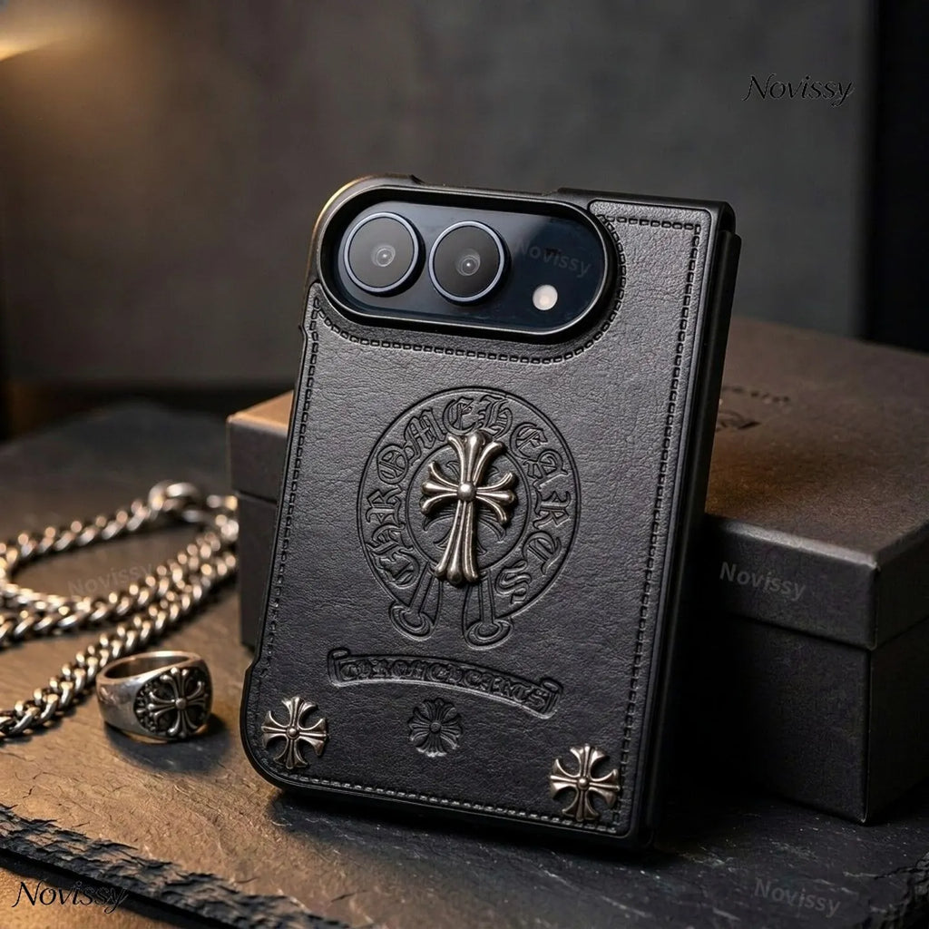 Handmade 3D Dark Style Metal Cross Apple iPhone Duo Phone Case