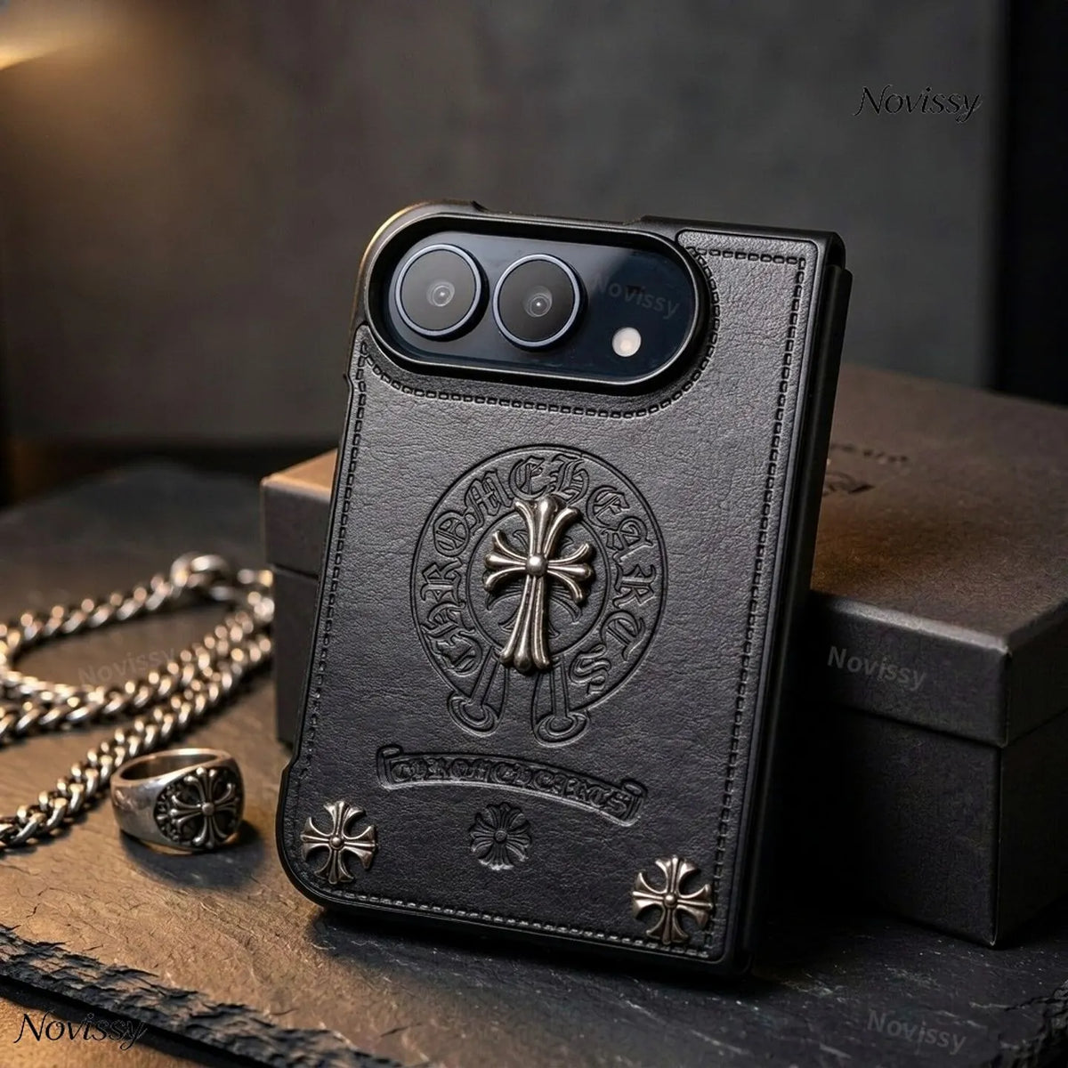 Handmade 3D Dark Style Metal Cross Apple iPhone Duo Phone Case