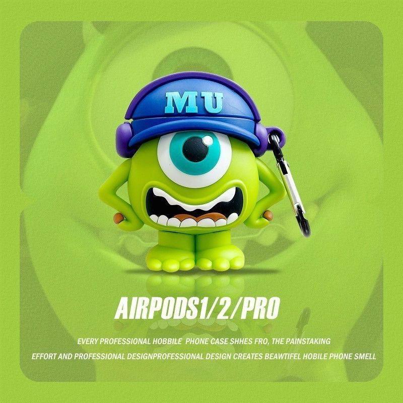 Mike Big Eyes Cartoon AirPods Case Cover with Keychain Loop - HelloAnimeCases