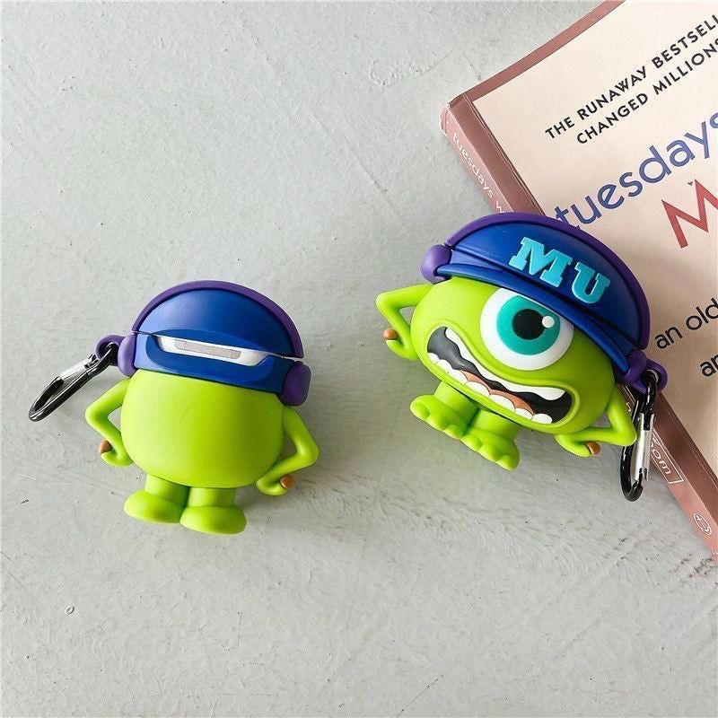 Mike Big Eyes Cartoon AirPods Case Cover with Keychain Loop - HelloAnimeCases